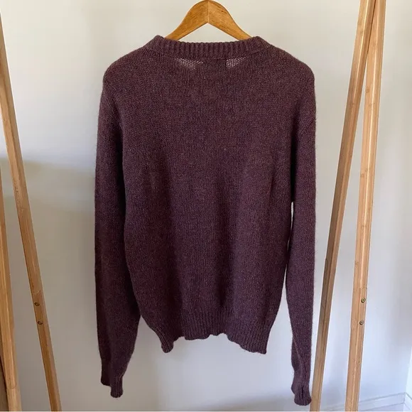 Vintage Duck Pond Embroidered Marled Crewneck Sweater in Maroon