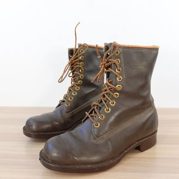 VINTAGE DUNHAM Boots Leather Mens 6.5 Womens 8 Combat Hunting Duraflex CANADA