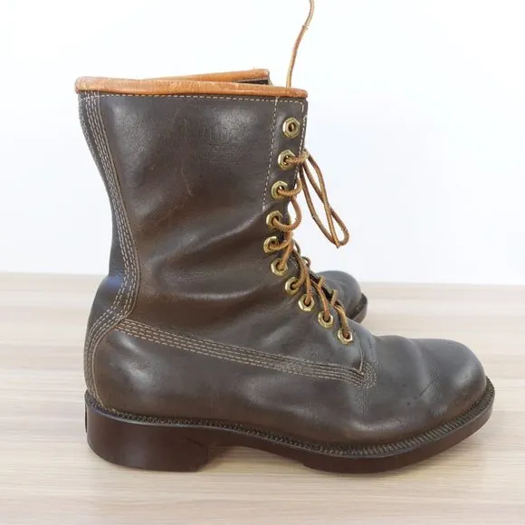 VINTAGE DUNHAM Boots Leather Mens 6.5 Womens 8 Combat Hunting Duraflex CANADA