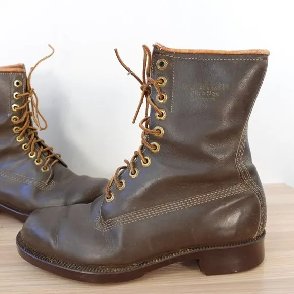 VINTAGE DUNHAM Boots Leather Mens 6.5 Womens 8 Combat Hunting Duraflex CANADA