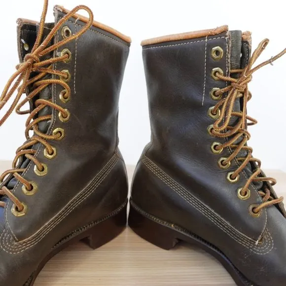 VINTAGE DUNHAM Boots Leather Mens 6.5 Womens 8 Combat Hunting Duraflex CANADA