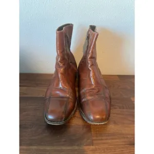 Vintage Florsheim Boots Brown Leather Ankle Zip Up Men's size 10.5 D