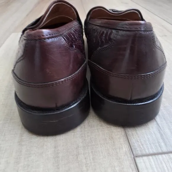 Vintage Florsheim Naples Croc Print Burgundy Slip On Dress Shoes Men Sz 9 D
