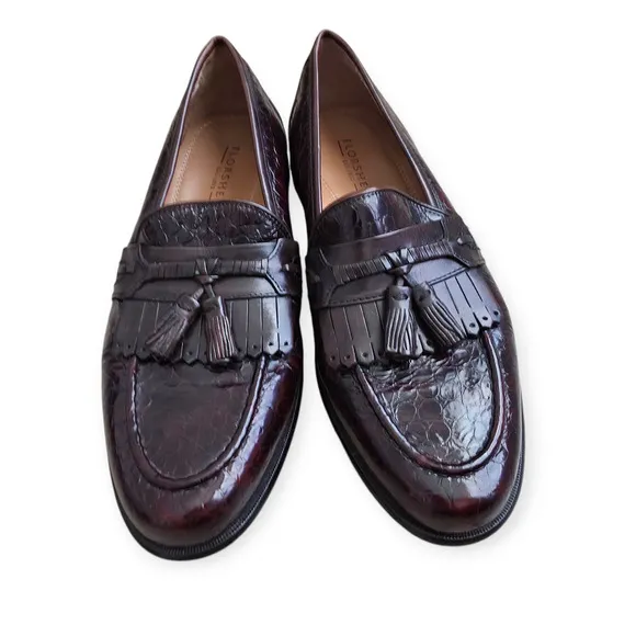 Vintage Florsheim Naples Croc Print Burgundy Slip On Dress Shoes Men Sz 9 D