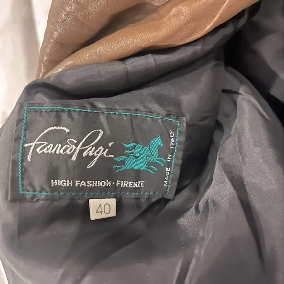 Vintage Franco Pugi Brown and Black Two-Tone Leather Jacket Size 40