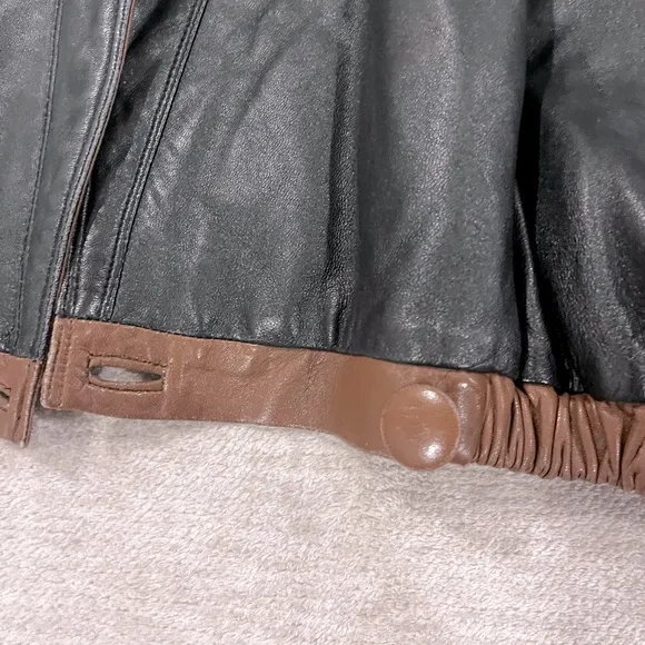 Vintage Franco Pugi Brown and Black Two-Tone Leather Jacket Size 40
