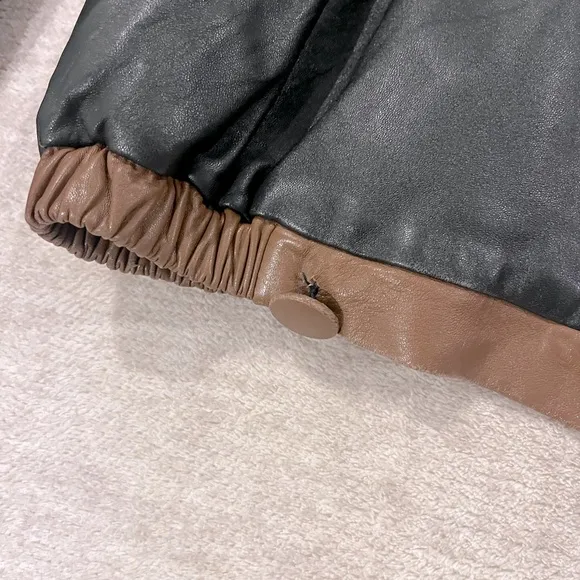 Vintage Franco Pugi Brown and Black Two-Tone Leather Jacket Size 40