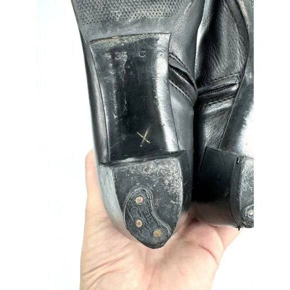 Vintage Gucci Boots Knee High Black Leather Size 35 Heel Repair Buckle Zippers