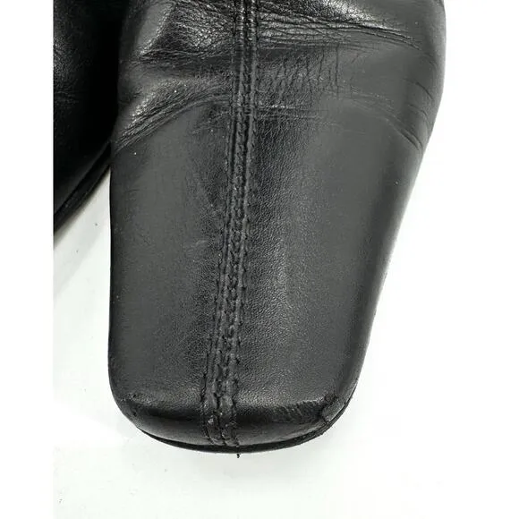 Vintage Gucci Boots Knee High Black Leather Size 35 Heel Repair Buckle Zippers