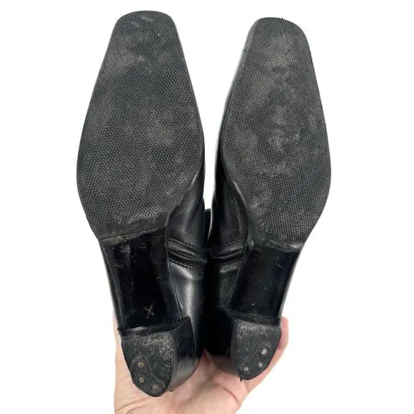 Vintage Gucci Boots Knee High Black Leather Size 35 Heel Repair Buckle Zippers