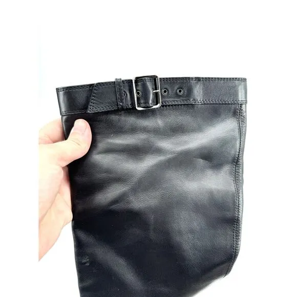 Vintage Gucci Boots Knee High Black Leather Size 35 Heel Repair Buckle Zippers