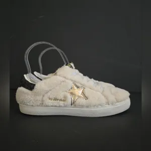 Vintage Havana Melina Beige Faux Fur Star Sneakers Shoes Size 6