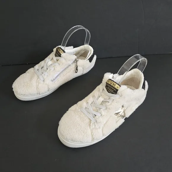 Vintage Havana Melina Beige Faux Fur Star Sneakers Shoes Size 6