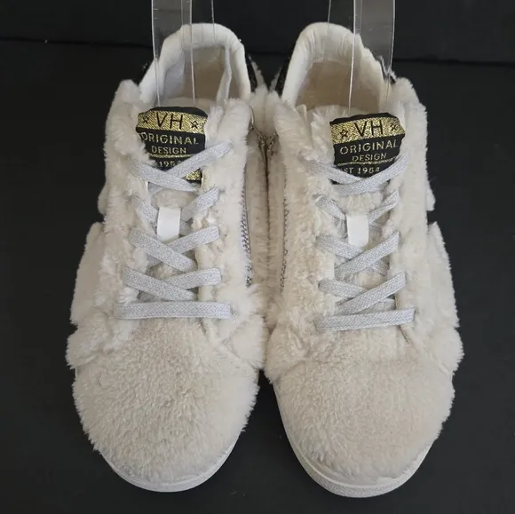 Vintage Havana Melina Beige Faux Fur Star Sneakers Shoes Size 6