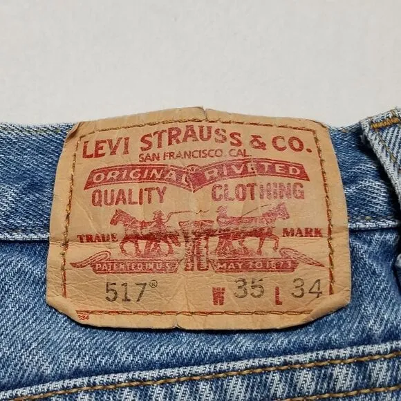 VINTAGE Levi's 517 Bootcut Distressed High Rise Light Wash Jeans Size 16-18