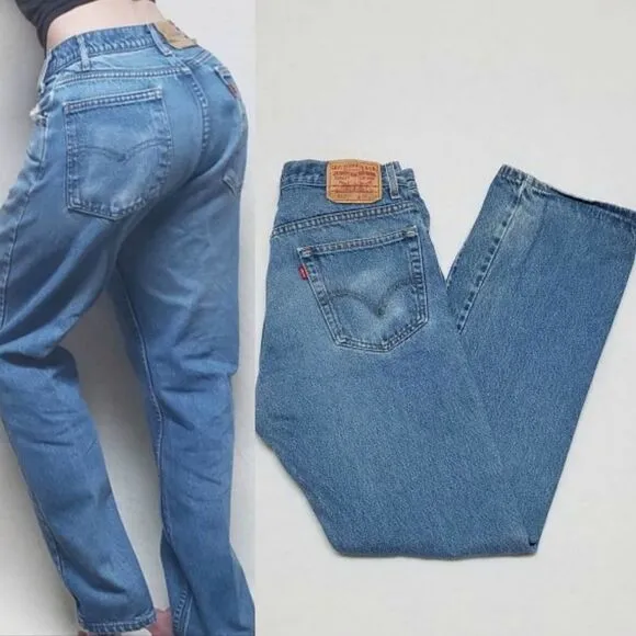 VINTAGE Levi's 517 Bootcut Distressed High Rise Light Wash Jeans Size 16-18