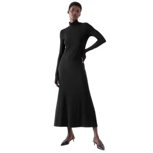 Vintage Mock-Neck Embellished Knit Dress