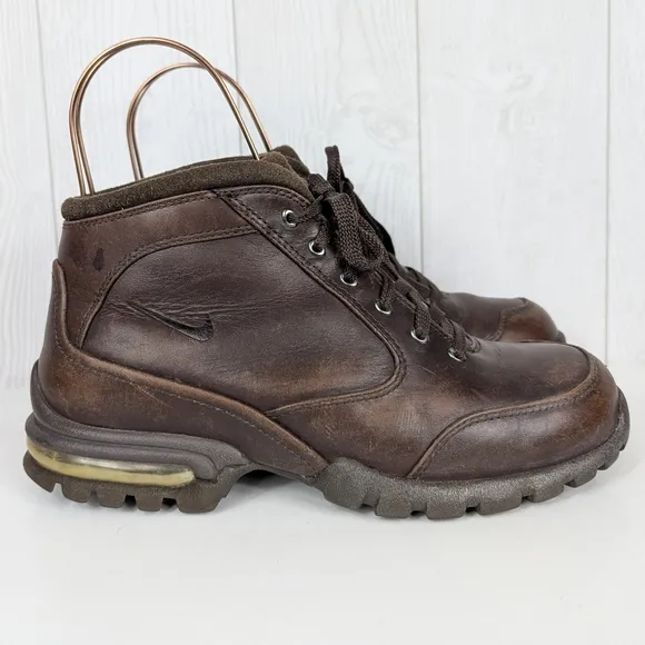 Vintage Nike Air Sneaker Boots Brown Leather Men's Size 7 Waterproof