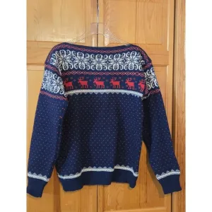 Vintage Nordic Reindeer XL Wool Sweater Stowe Woolens Ski Apres