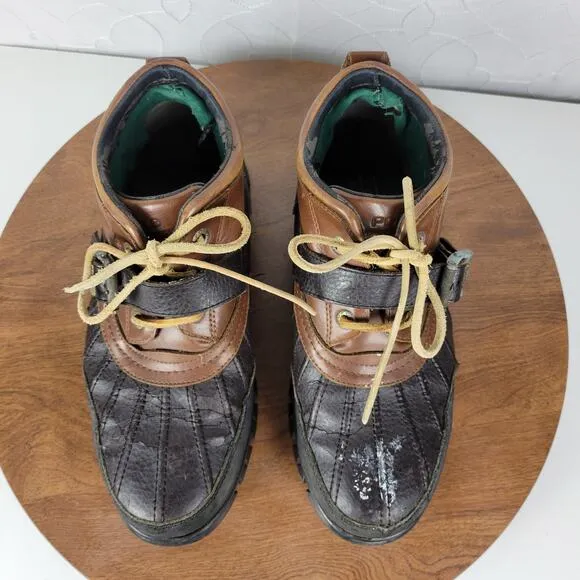 Vintage POLO Ralph Lauren Dover II Mens Boots 10 Brown Leather Duck Distressed