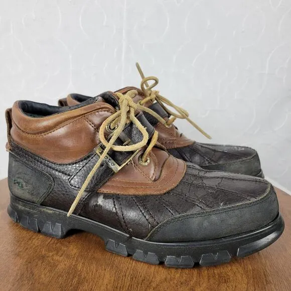 Vintage POLO Ralph Lauren Dover II Mens Boots 10 Brown Leather Duck Distressed