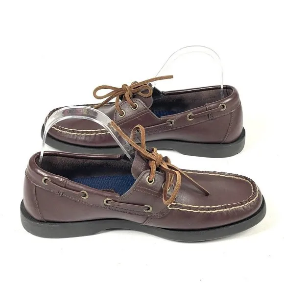 Vintage‎ POLO SPORT Ralph Lauren Boat Shoes Mens 8 D Loafers Brown Leather 90s