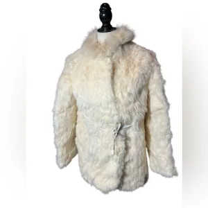 Vintage Rabbit Fur Coat Size Small Cream/Beige Colored