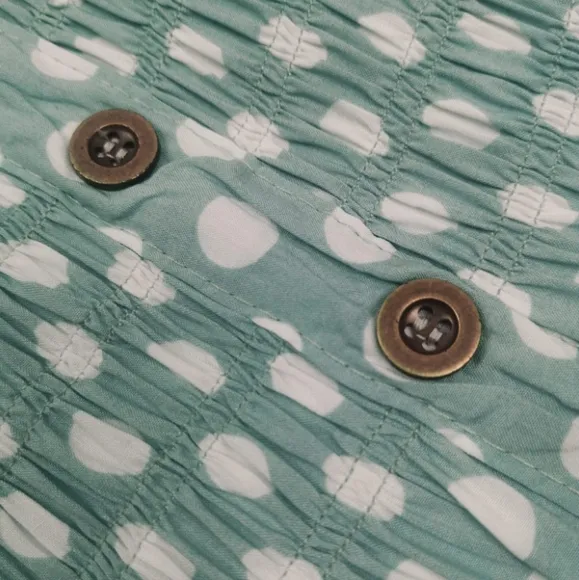 Vintage Retro Aqua Polka Dot Dress Mint Green Tiered Maxi Prairie 50s 60s New