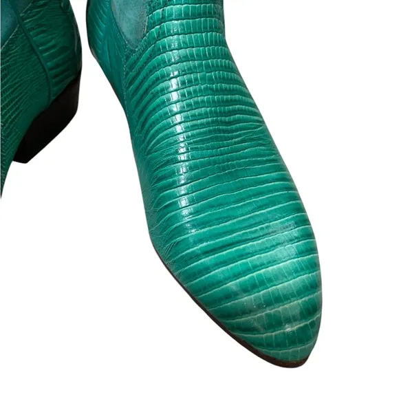 Vintage Sancho Turquoise Green Cowboy Boots with Reptile skin