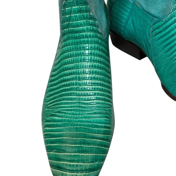 Vintage Sancho Turquoise Green Cowboy Boots with Reptile skin