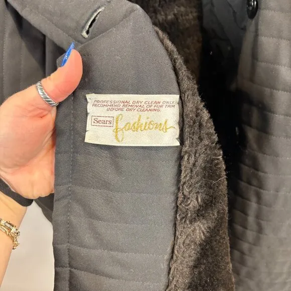 Vintage Sears Fashion Coat with Real Fur Collar and Union Label