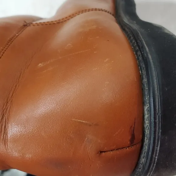 Vintage sherpa lined leather boots men's 12 EE brown 10 inch shaft oil resistant