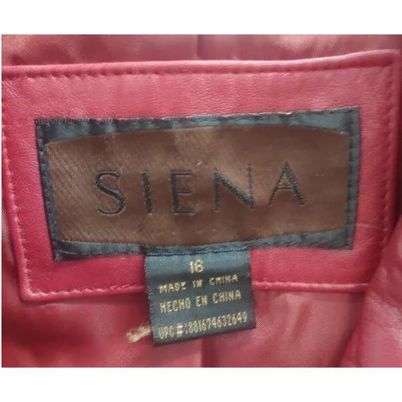 Vintage Siena Red Leather Coat Sz 16 XL