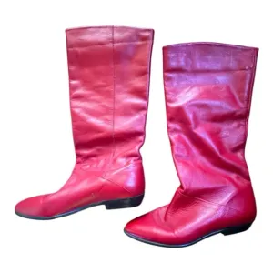 Vintage Slouchy Women's Red Leather‎ Boots
