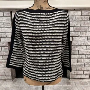 Vintage ST JOHN Sport 90s Black White Santana Knit Sweater Medium Boat Neck