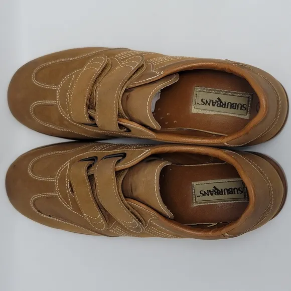 Vintage Suburbans Men's Hook And Loop Walking Sneakers Shoes Size 10.5 Brown
