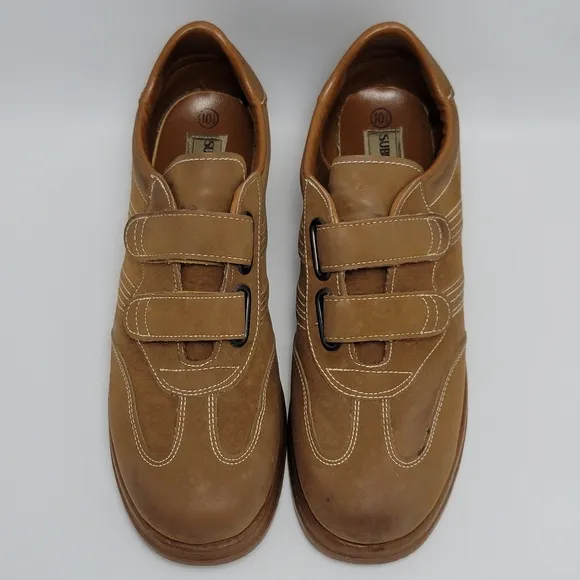 Vintage Suburbans Men's Hook And Loop Walking Sneakers Shoes Size 10.5 Brown