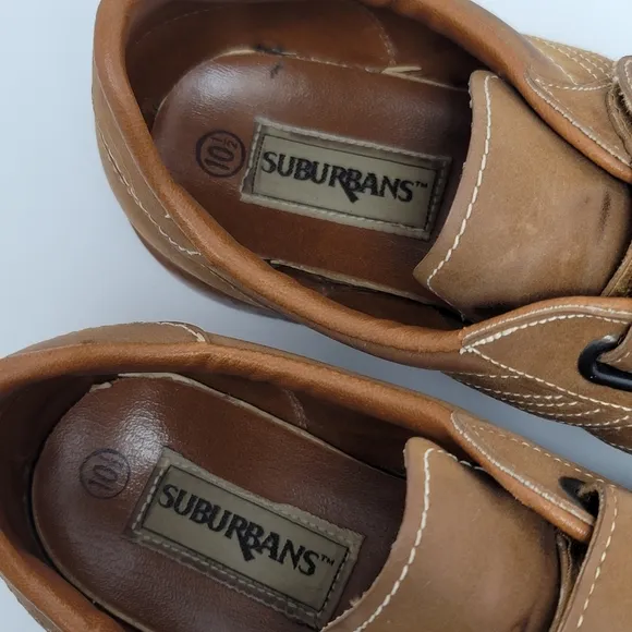 Vintage Suburbans Men's Hook And Loop Walking Sneakers Shoes Size 10.5 Brown