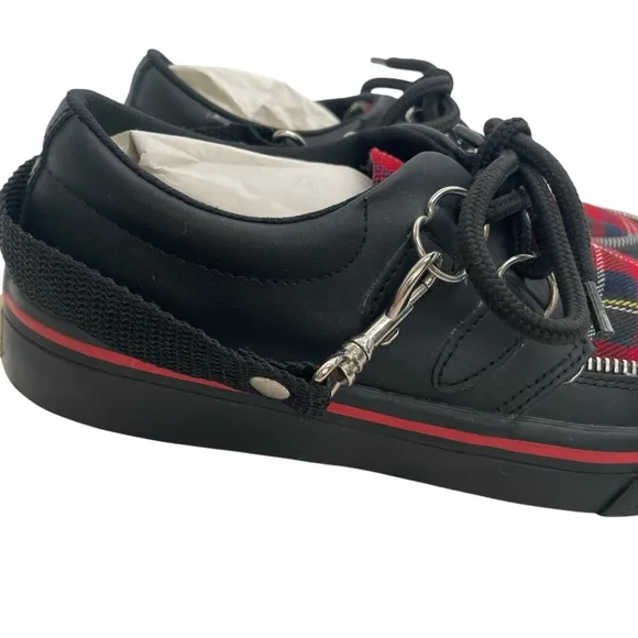 Vintage T.U.K. Red Plaid Creepers M4/W6 Punk Platform Shoes 90s Bone Sole Rare