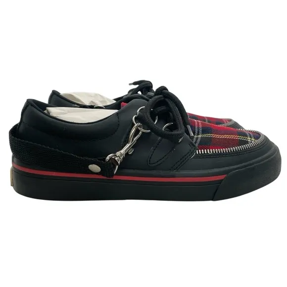 Vintage T.U.K. Red Plaid Creepers M4/W6 Punk Platform Shoes 90s Bone Sole Rare