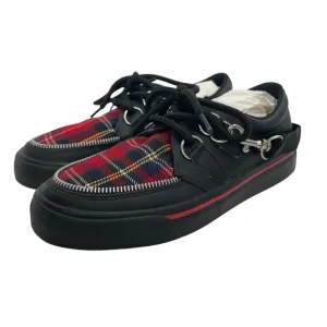 Vintage T.U.K. Red Plaid Creepers M4/W6 Punk Platform Shoes 90s Bone Sole Rare