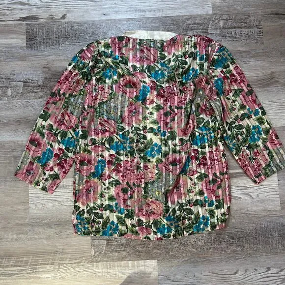 Vintage Victoria’s Secret Floral Satin Trim Button Down Top Robe L