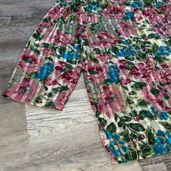 Vintage Victoria’s Secret Floral Satin Trim Button Down Top Robe L