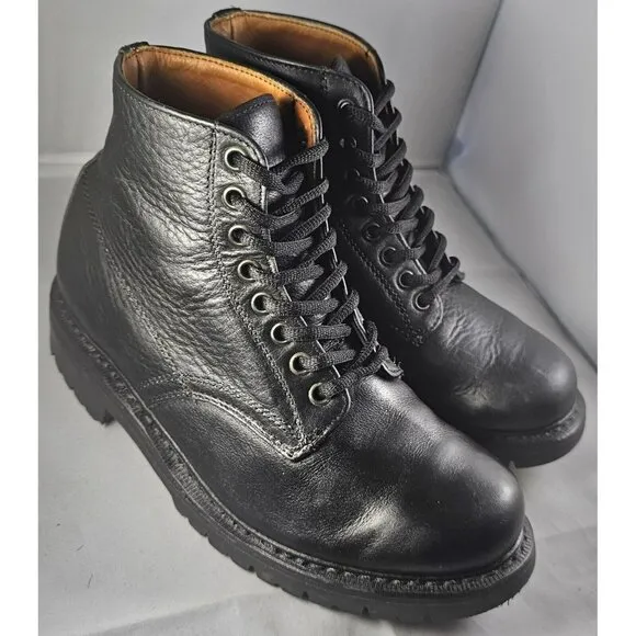Vintage LLBean Men’s Black waterproof leather Combat Boots Size 6 Made In Canada