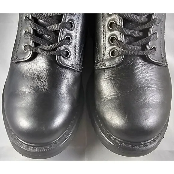 Vintage LLBean Men’s Black waterproof leather Combat Boots Size 6 Made In Canada