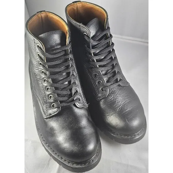 Vintage LLBean Men’s Black waterproof leather Combat Boots Size 6 Made In Canada