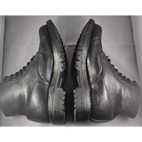 Vintage LLBean Men’s Black waterproof leather Combat Boots Size 6 Made In Canada