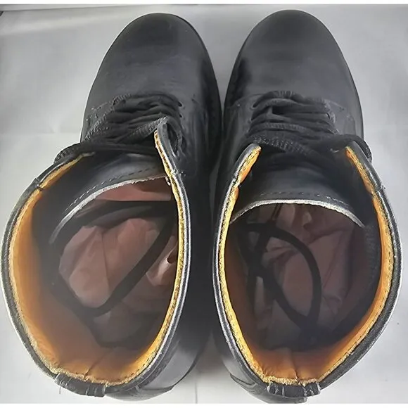 Vintage LLBean Men’s Black waterproof leather Combat Boots Size 6 Made In Canada
