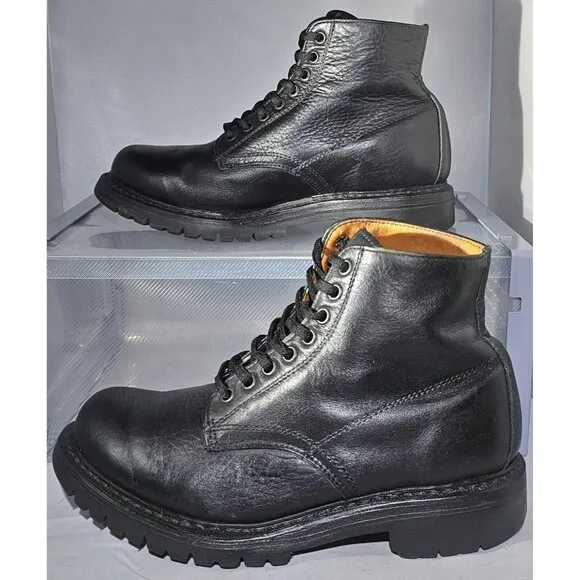 Vintage LLBean Men’s Black waterproof leather Combat Boots Size 6 Made In Canada