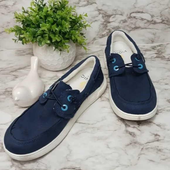 VIONIC Beach Mens 8 Navy Blue Skipper Slip-On Casual Comfort Shoes